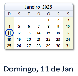 11 Janeiro 2026 calendario