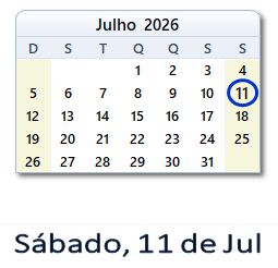 11 Julho 2026 calendario