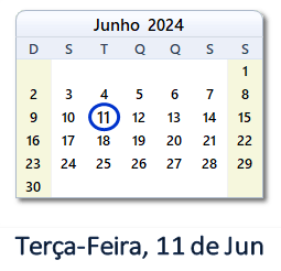 11 Junho 2024 calendario