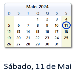 11 Maio 2024 calendario