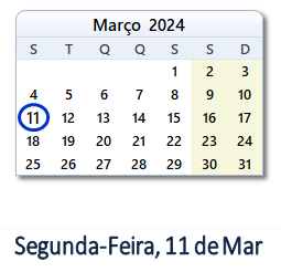 11 Março 2024 calendario