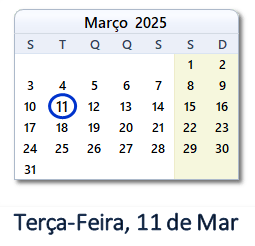 11 Março 2025 calendario
