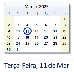 11 Março 2025 calendario