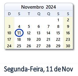 11 Novembro 2024 calendario
