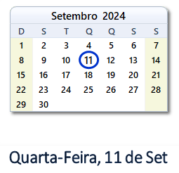 11 Setembro 2024 calendario