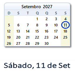 11 Setembro 2027 calendario