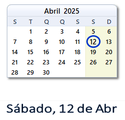 12 Abril 2025 calendario