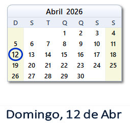 12 Abril 2026 calendario