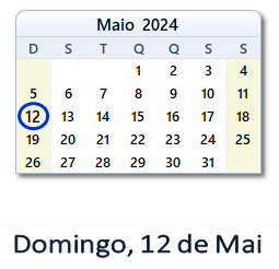 12 Maio 2024 calendario