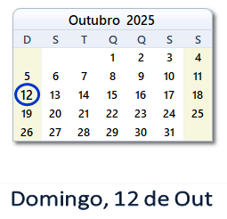 12 Outubro 2025 calendario