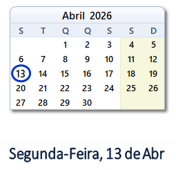 13 Abril 2026 calendario