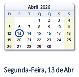 13 Abril 2026 calendario
