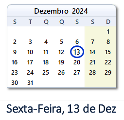 13 Dezembro 2024 calendario