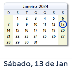 13 Janeiro 2024 calendario