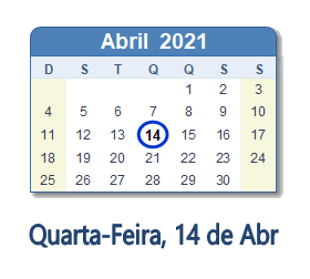 14 Abril 2021 calendario
