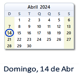 14 Abril 2024 calendario