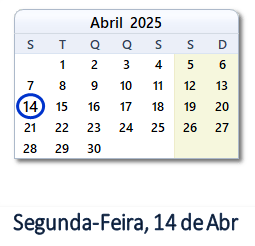 14 Abril 2025 calendario