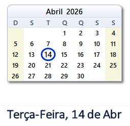 14 Abril 2026 calendario