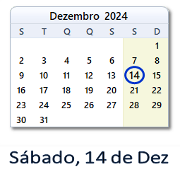 14 Dezembro 2024 calendario