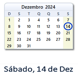 14 Dezembro 2024 calendario