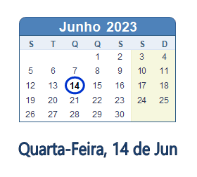 14 Junho 2023 calendario