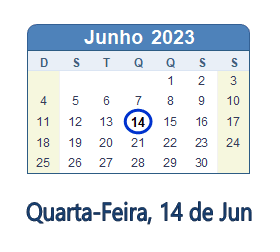 14 Junho 2023 calendario