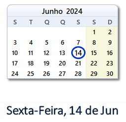 14 Junho 2024 calendario