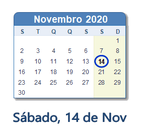 14 Novembro 2020 calendario