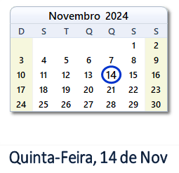 14 Novembro 2024 calendario