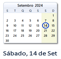 14 Setembro 2024 calendario