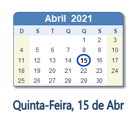 15 Abril 2021 calendario
