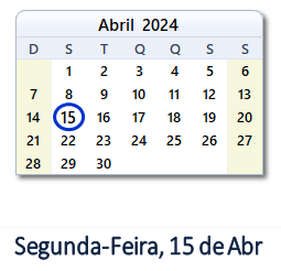 15 Abril 2024 calendario