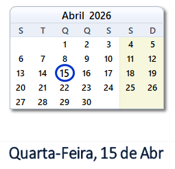 15 Abril 2026 calendario