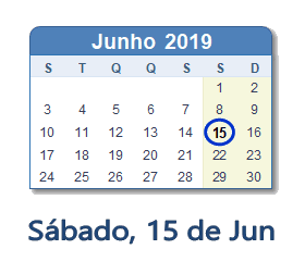 15 Junho 2019 calendario