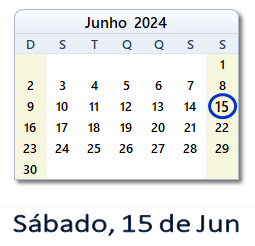 15 Junho 2024 calendario
