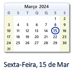 15 Março 2024 calendario