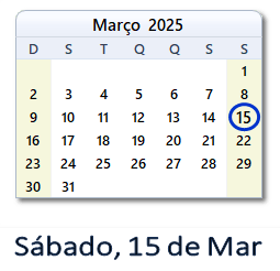 15 Março 2025 calendario