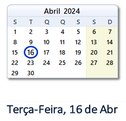 16 Abril 2024 calendario