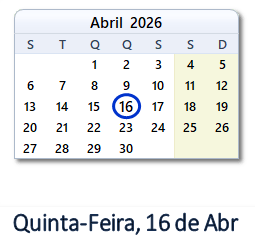 16 Abril 2026 calendario