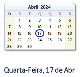 17 Abril 2024 calendario