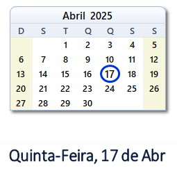 17 Abril 2025 calendario