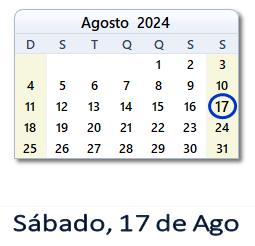 17 Agosto 2024 calendario