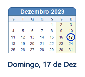 17 Dezembro 2023 calendario