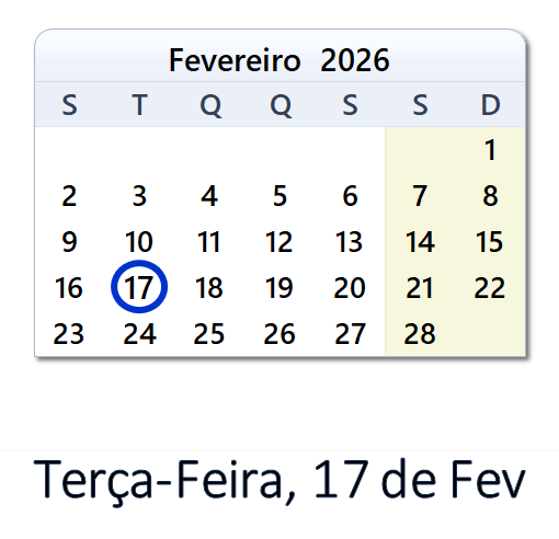 17 de Fevereiro, 2026 Calendário com notícias e tweets do dia - PRT