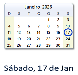 17 Janeiro 2026 calendario