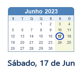 17 Junho 2023 calendario