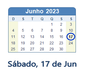 17 Junho 2023 calendario
