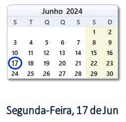 17 Junho 2024 calendario