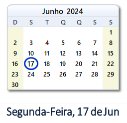 17 Junho 2024 calendario