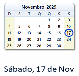 17 Novembro 2029 calendario